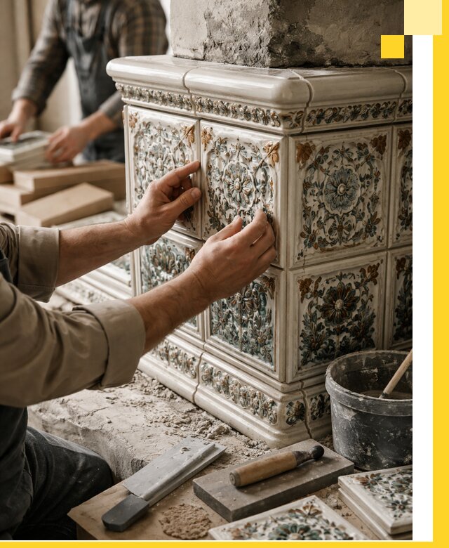 Изразцовые камины под ключ в Скопине: проект и монтаж