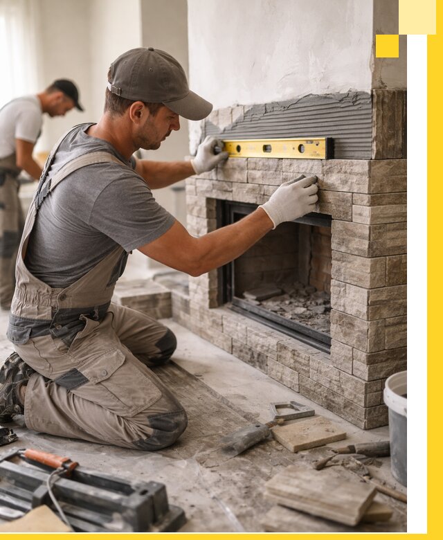 Облицовка каминов в Скопине, монтаж и отделка натуральным камнем