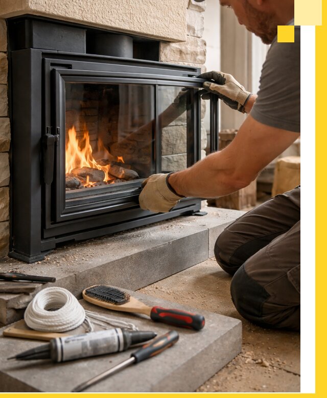 Производство, монтаж и доставка каминов со стеклом в Скопине