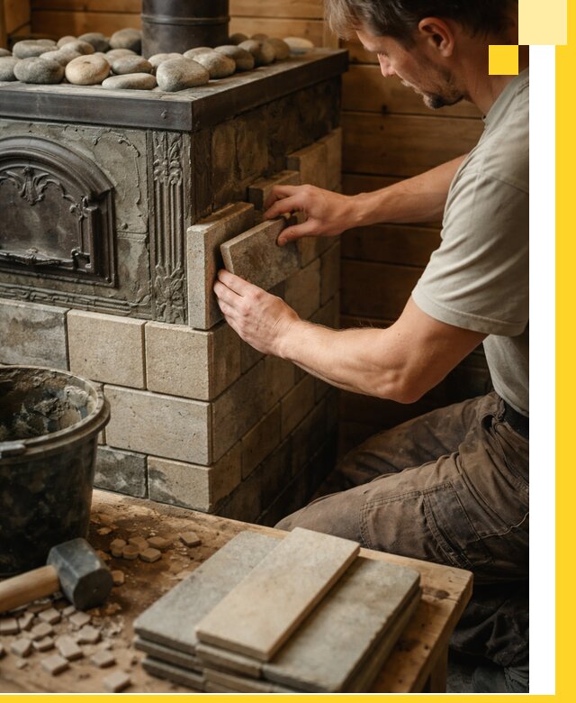 Облицовка банных печей в Скопине профессиональная отделка