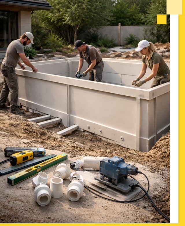 Установка полипропиленовых бассейнов под ключ в Скопине