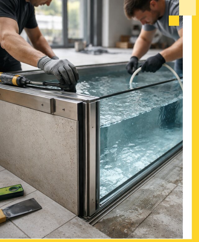 Проектирование и монтаж стеклянных бассейнов в Скопине