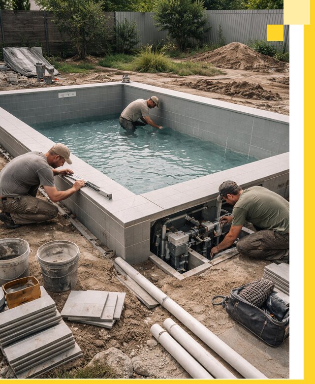 Строительство и монтаж бассейнов для дачи под ключ в Скопине