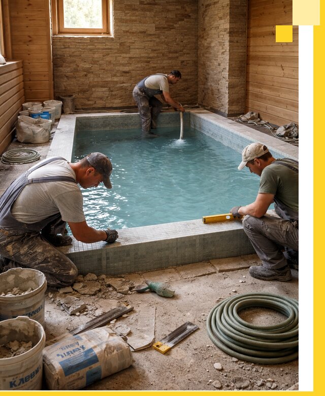 Проектирование и строительство бассейнов для бани в Скопине