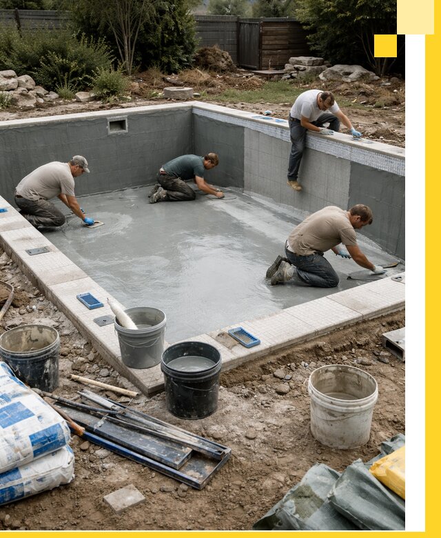 Изготовление и монтаж чаши бассейна под ключ в Скопине