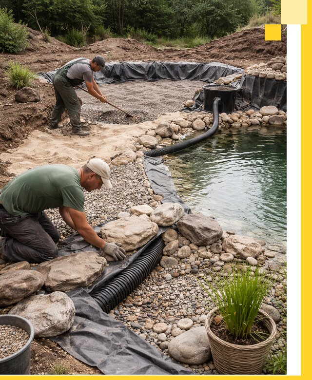 Строительство природных бассейнов и озер в Скопине под ключ