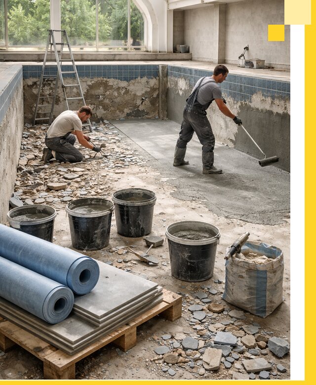 Реконструкция бассейнов в Скопине: ремонт, гидроизоляция