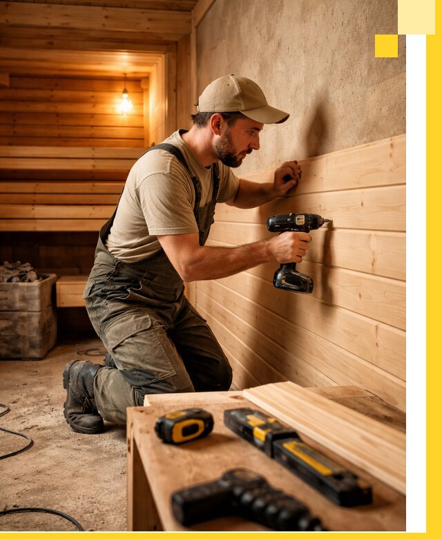 Профессиональная внутренняя отделка бани в Скопине под ключ