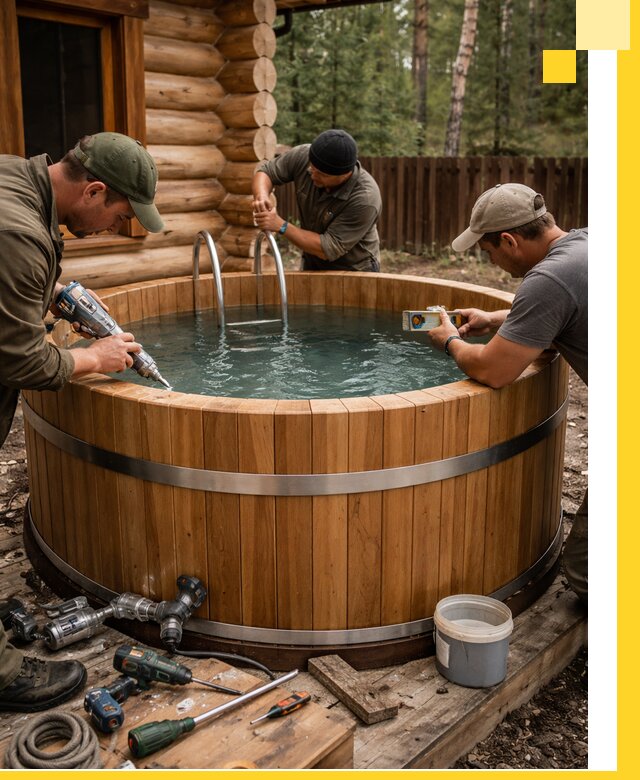 Строительство бань с купелью под ключ и отделкой в Скопине