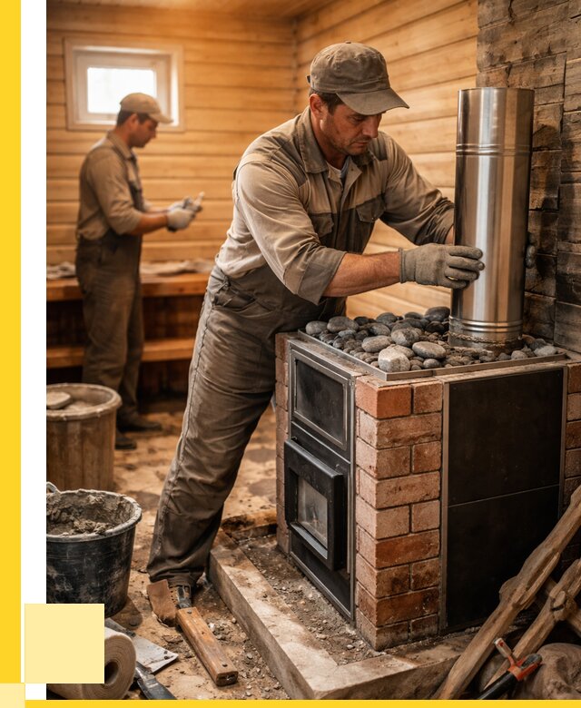 Монтаж печи в бане под ключ в Скопине от 20842 р. | ЭриданСкп