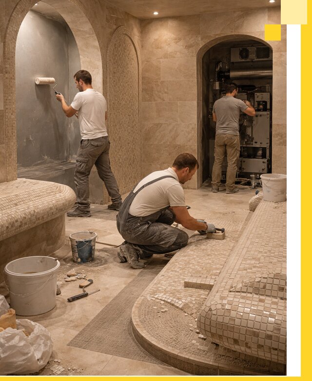 Строительство бани с хамамом и бассейном под ключ в Скопине