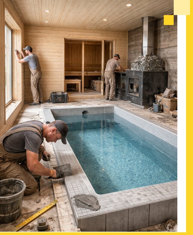 Проект бани с бассейном и сауной в Скопине под ключ