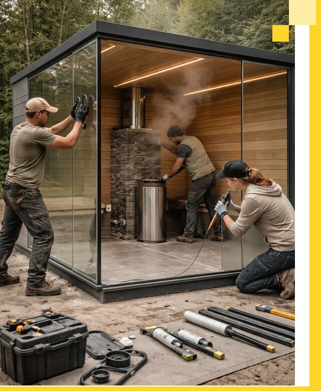 Проектирование и строительство стеклянных бань в Скопине