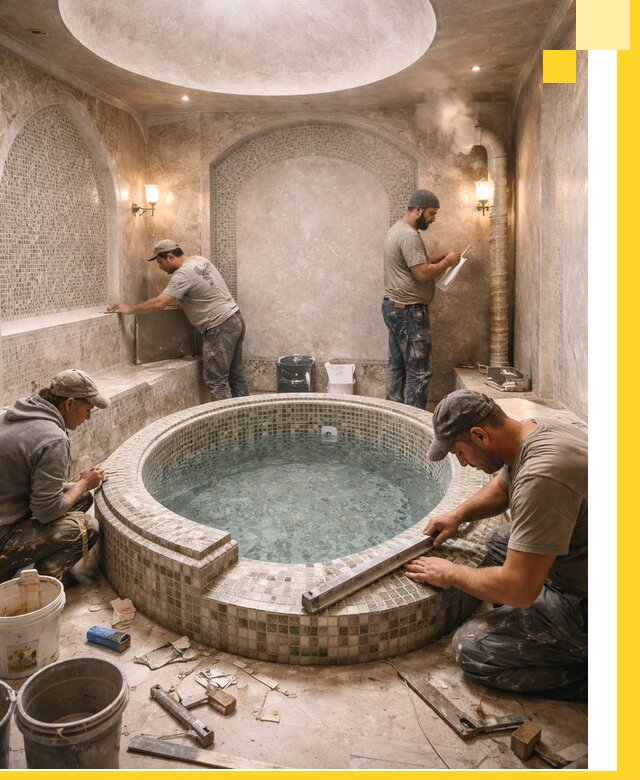 Профессиональное строительство хамама с бассейном в Скопине под ключ
