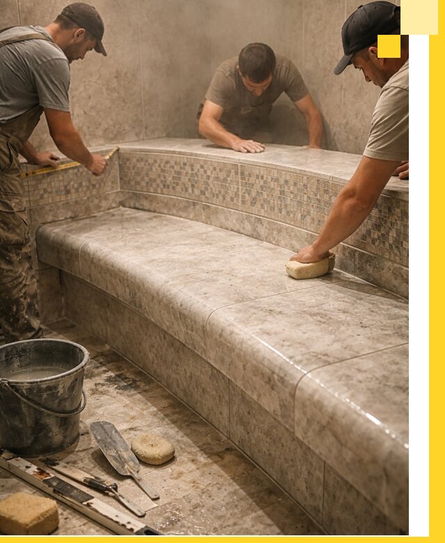 Изготовление и установка сидений для хамама в Скопине