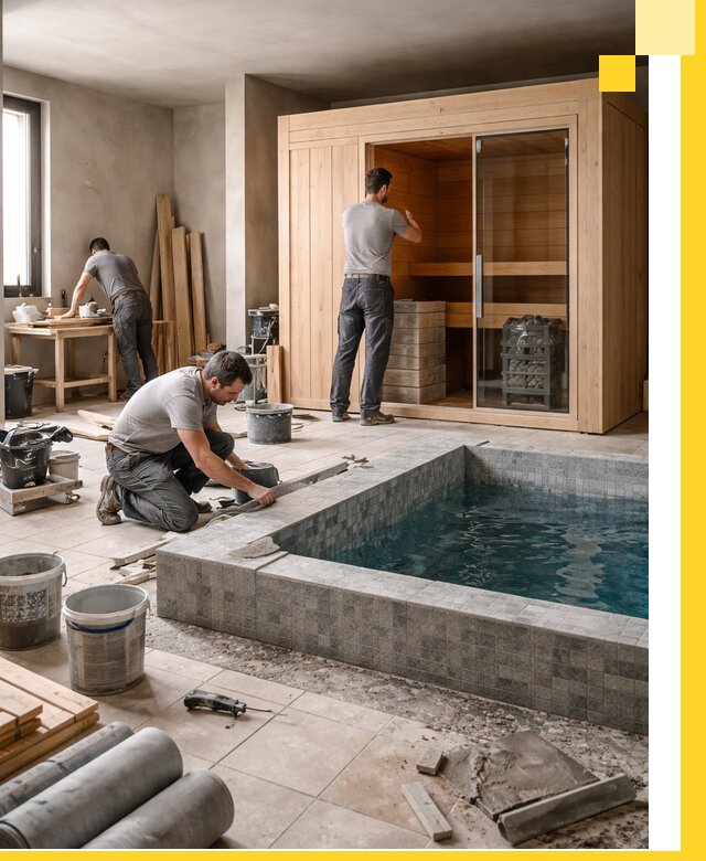 SPA зоны под ключ с бассейном сауной и печью в Скопине